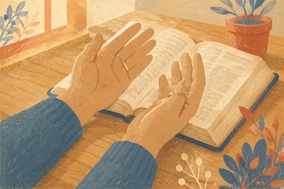 Anxious Hands Seeking Comfort in Scripture