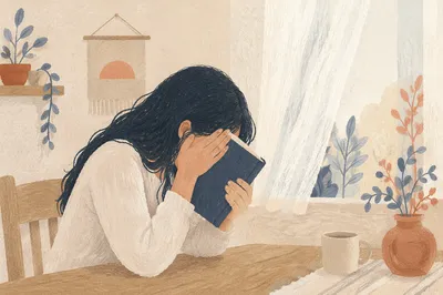 Anxious Person Holding Bible in Quiet Light