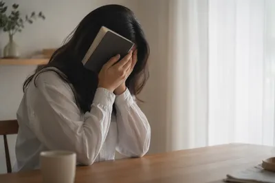 Anxious Person Holding Bible in Quiet Light