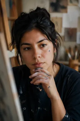 Focused Young Painter in Quiet Studio