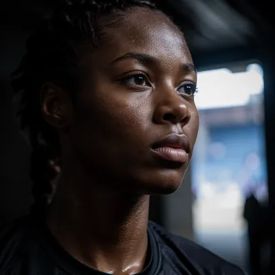 Determined Female Athlete Close-Up Portrait
