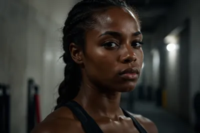 Determined Female Athlete Before Competition