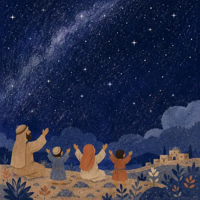 Silhouette in Awe Beneath Starry Creation
