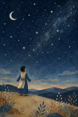 Silhouette in Wonder Beneath Starry Creation