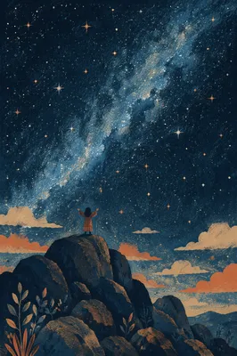 Silhouette in Awe Beneath Starry Creation