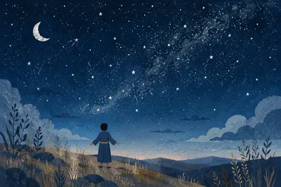 Silhouette in Awe Beneath Starry Creation