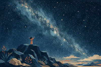Silhouette Beneath Starry Creation Wonder