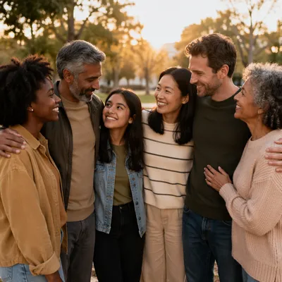 Diverse Friends Standing Together in Park