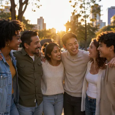 Diverse Friends Standing Together in Park