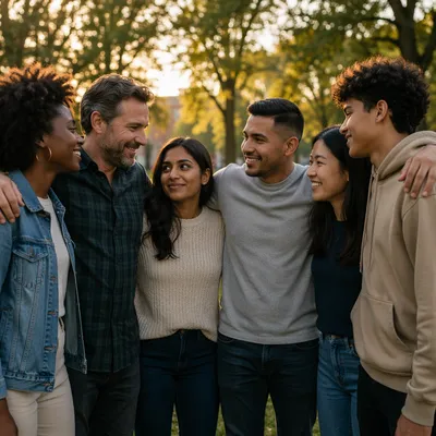 Diverse Friends Standing Together in Park