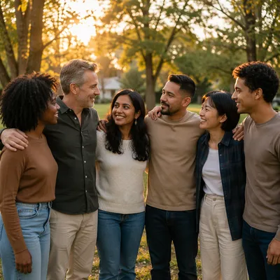 Diverse Friends Standing Together in Park