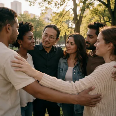 Diverse Friends Sharing Support in Park
