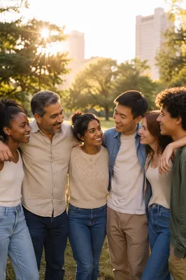 Diverse Friends Standing Together in Park