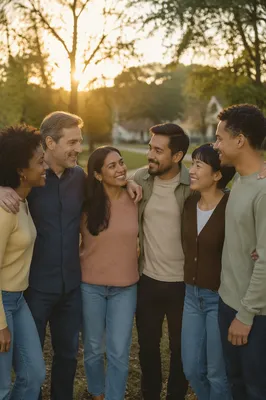 Diverse Friends Standing Together in Park