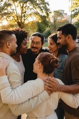 Diverse Friends Standing Together in Park