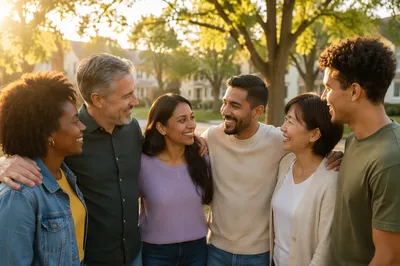 Diverse Friends Standing Together in Park