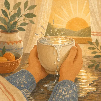 Overflowing Cup in Golden Morning Light