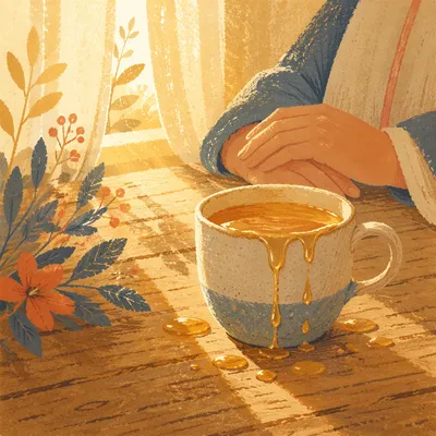 Overflowing Cup in Golden Morning Light