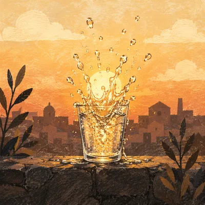 Overflowing Cup in Golden Sunset Blessing