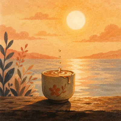 Overflowing Cup in Golden Sunrise Light