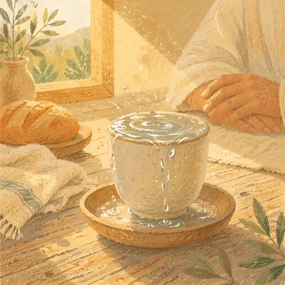 Overflowing Cup in Golden Morning Light