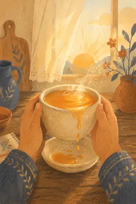 Overflowing Cup in Golden Morning Light