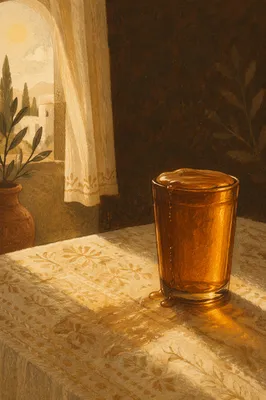Overflowing Amber Cup in Golden Light