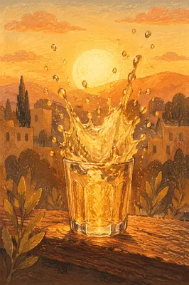 Overflowing Cup in Golden Sunset Light