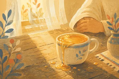 Overflowing Cup in Golden Morning Light