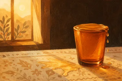 Overflowing Amber Cup in Golden Light