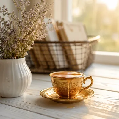 Overflowing Golden Cup in Morning Light