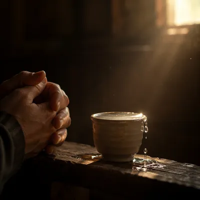 Overflowing Cup in Golden Morning Light