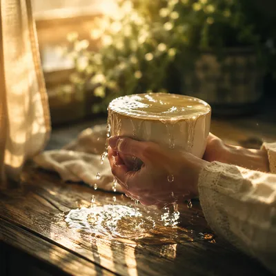 Overflowing Cup in Golden Morning Light