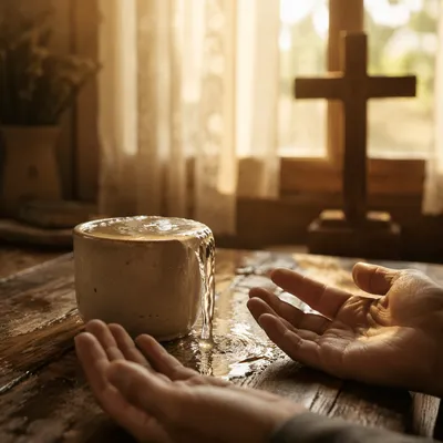 Overflowing Cup of Blessing in Golden Light