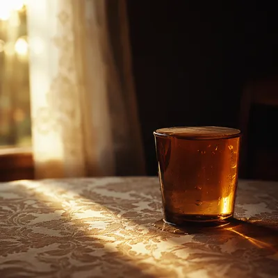 Overflowing Amber Cup in Golden Light