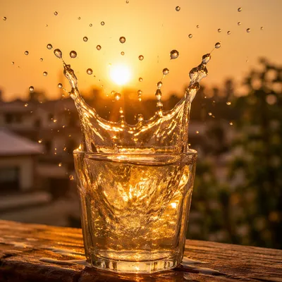 Overflowing Cup in Golden Sunset Light