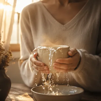 Overflowing Cup in Golden Morning Light