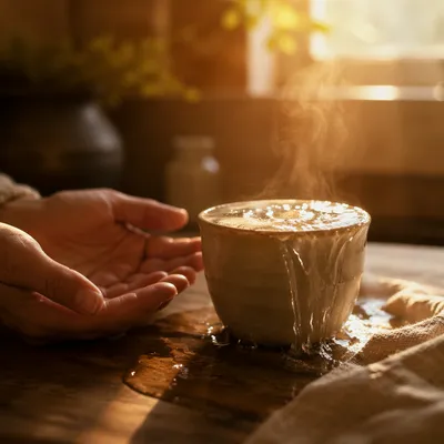 Overflowing Cup in Golden Morning Light