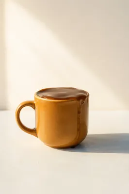 Overflowing Coffee Cup in Golden Morning Light