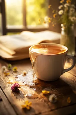 Overflowing Ceramic Cup in Golden Morning Light