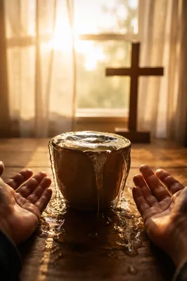 Overflowing Cup in Golden Morning Light