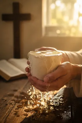Overflowing Cup in Golden Morning Light