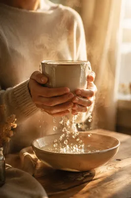 Overflowing Cup in Golden Morning Light