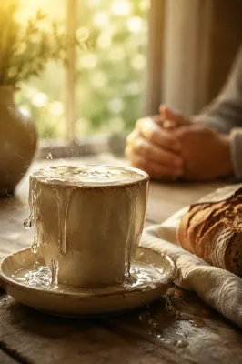 Overflowing Cup in Golden Morning Light