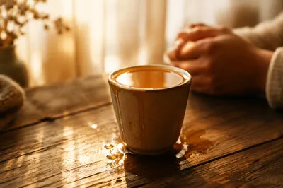 Overflowing Cup in Golden Morning Light