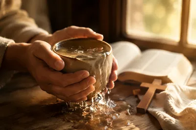 Overflowing Cup in Golden Morning Light