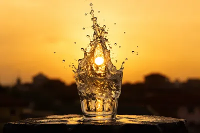 Overflowing Glass Cup in Golden Sunset Light