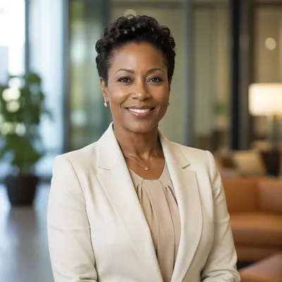 Confident Businesswoman Smiling in Office Portrait