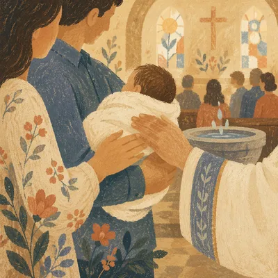 Joyful Family Baptism in Warm Church
