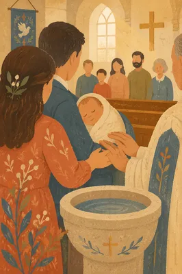 Joyful Family Baptism Celebration in Church